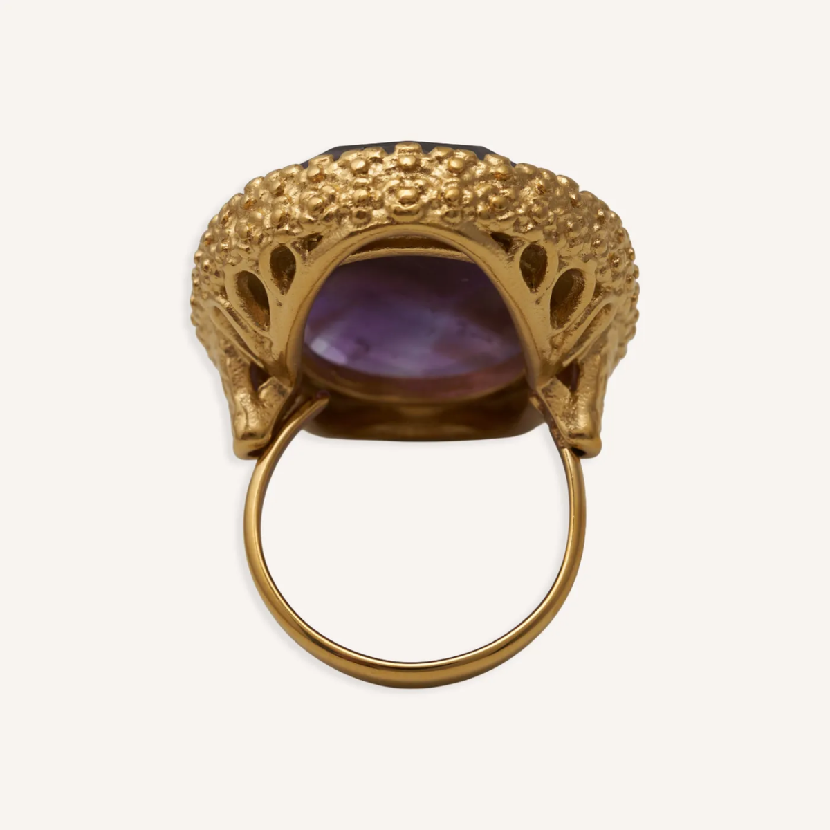 Anillo Le Songe de Mélisande de acero y amatista, vista posterior
