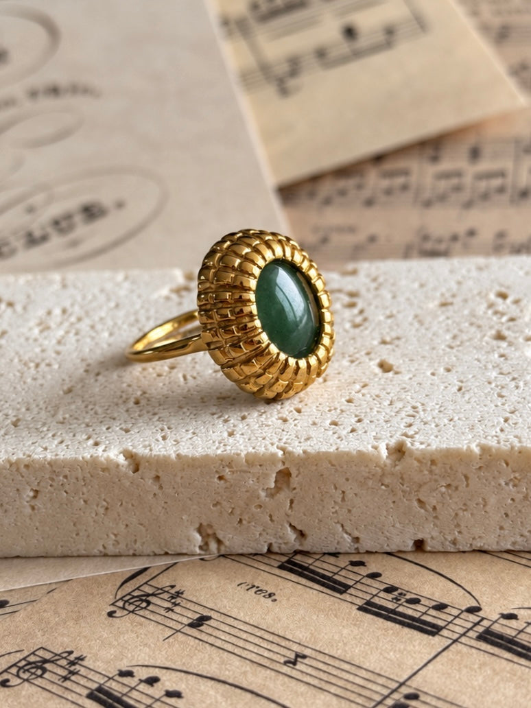 Anillo «Esclarmonde» con aventurina verde