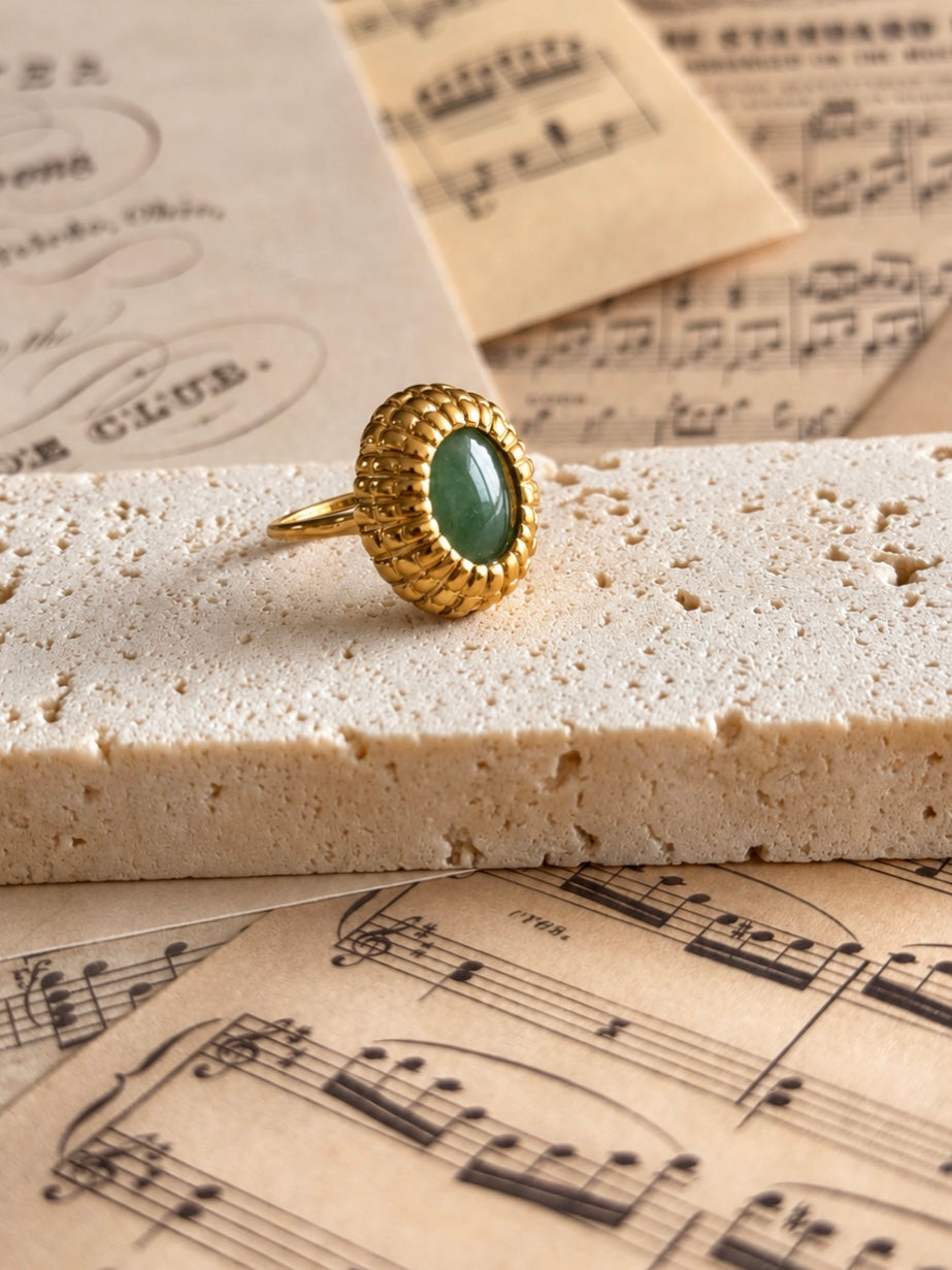 Anillo «Esclarmonde» con aventurina verde