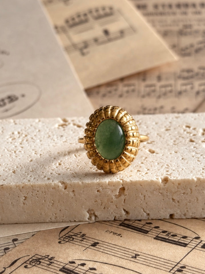 Anillo «Esclarmonde» con aventurina verde