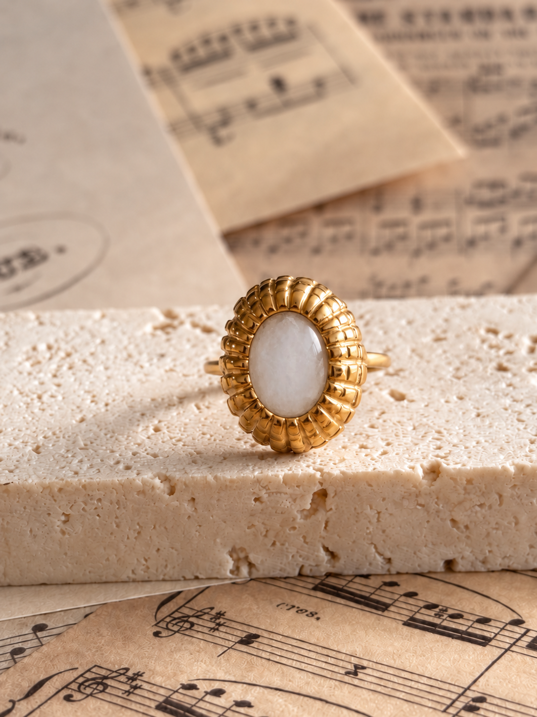 Anillo «Esclarmonde» con piedra blanca