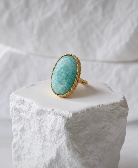 Anillo L’Écume des jours con amazonita natural - Ma Meilleure Symphonie