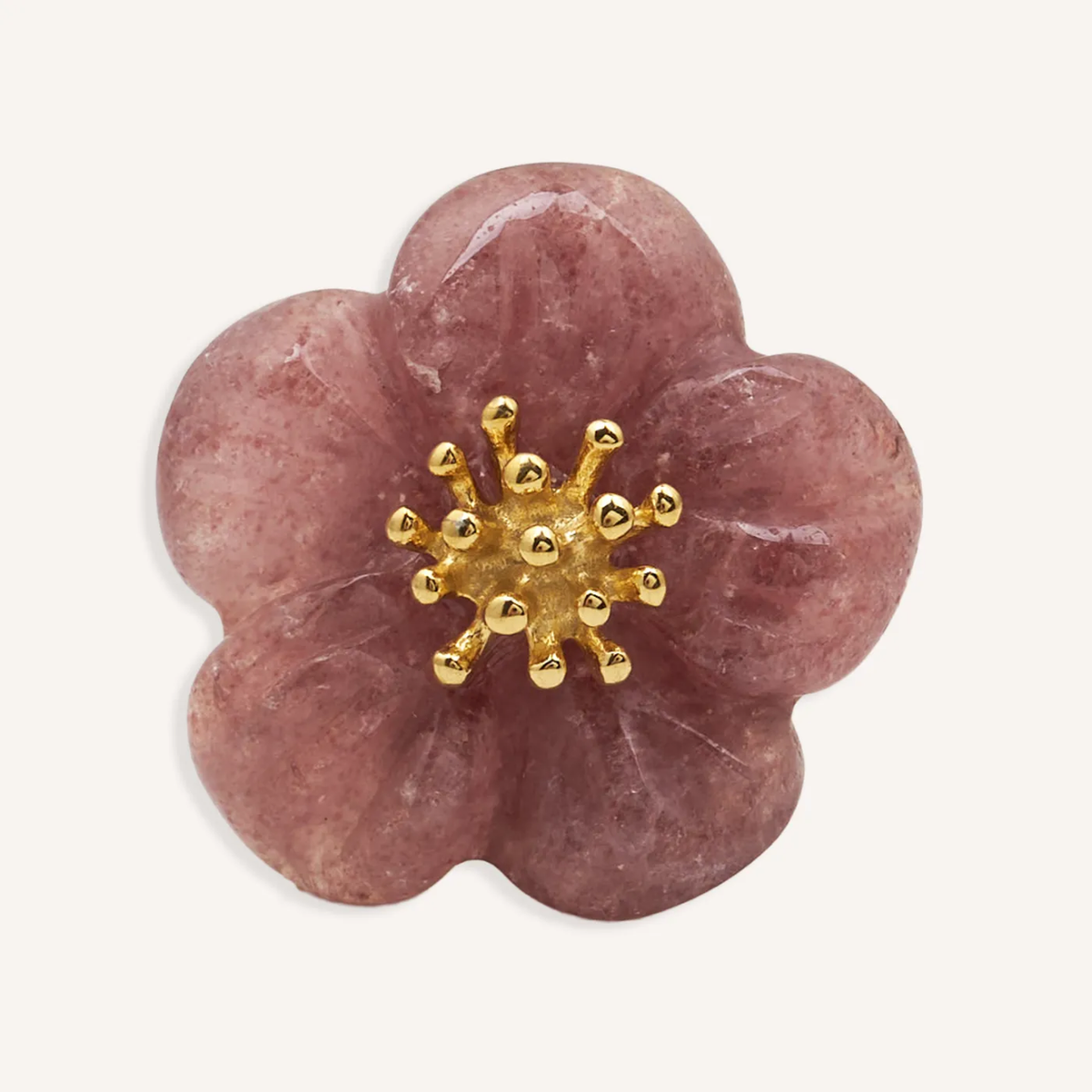 Anillo de flor rosa empolvado, vista frontal