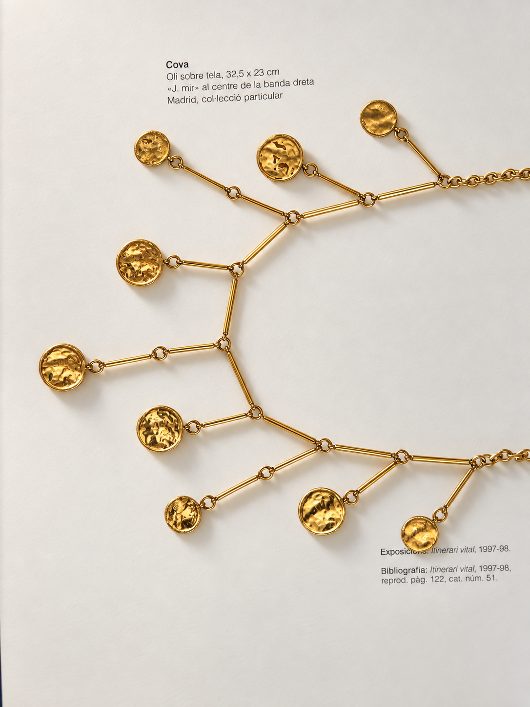 Collar Claire de lune de acero inoxidable dorado con nueve discos