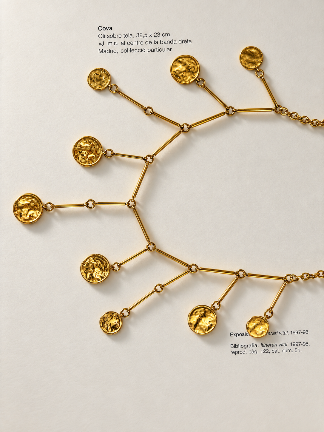 Collar Claire de lune de acero inoxidable dorado con nueve discos