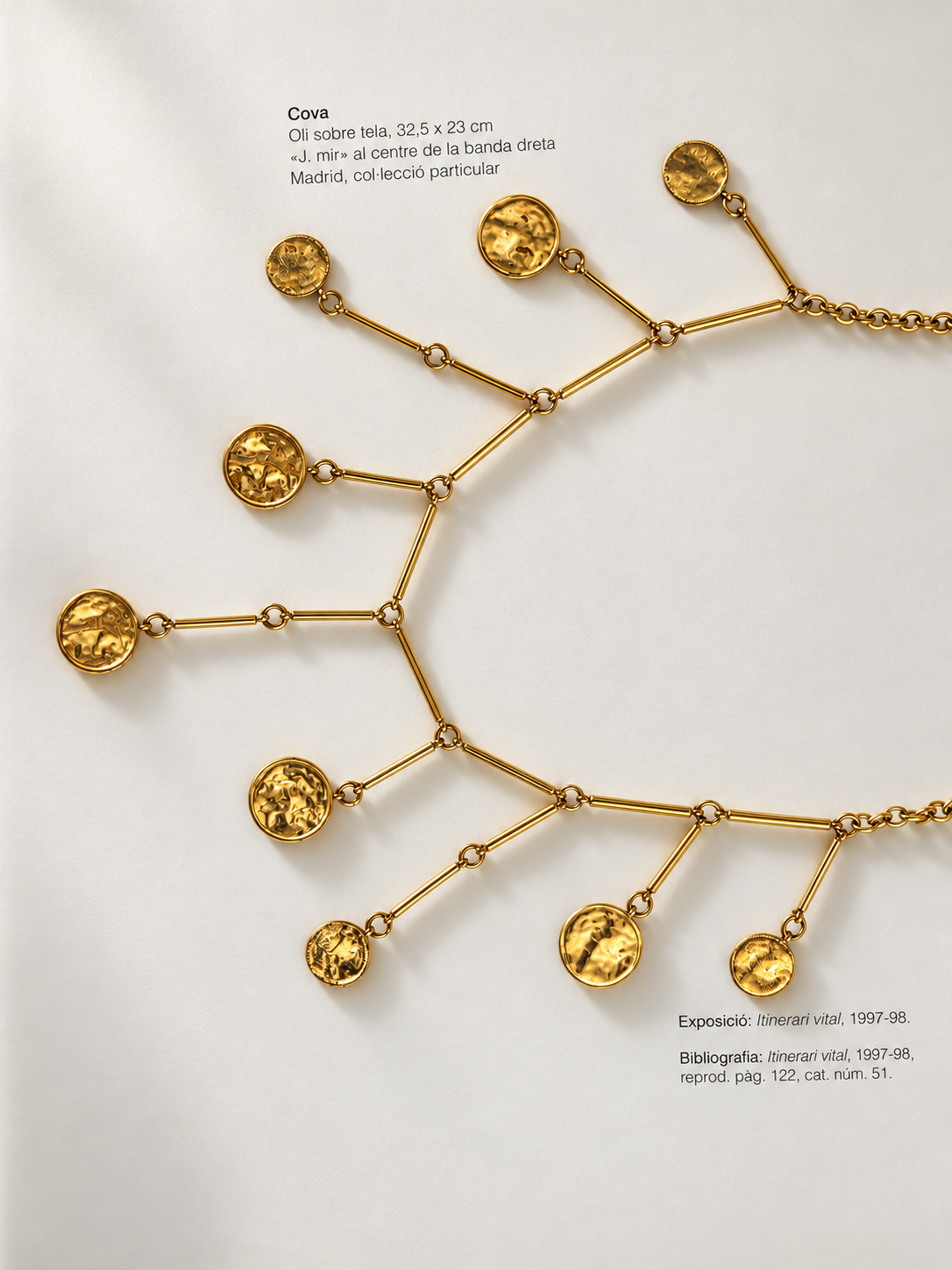 Collar Claire de lune de acero inoxidable dorado con nueve discos