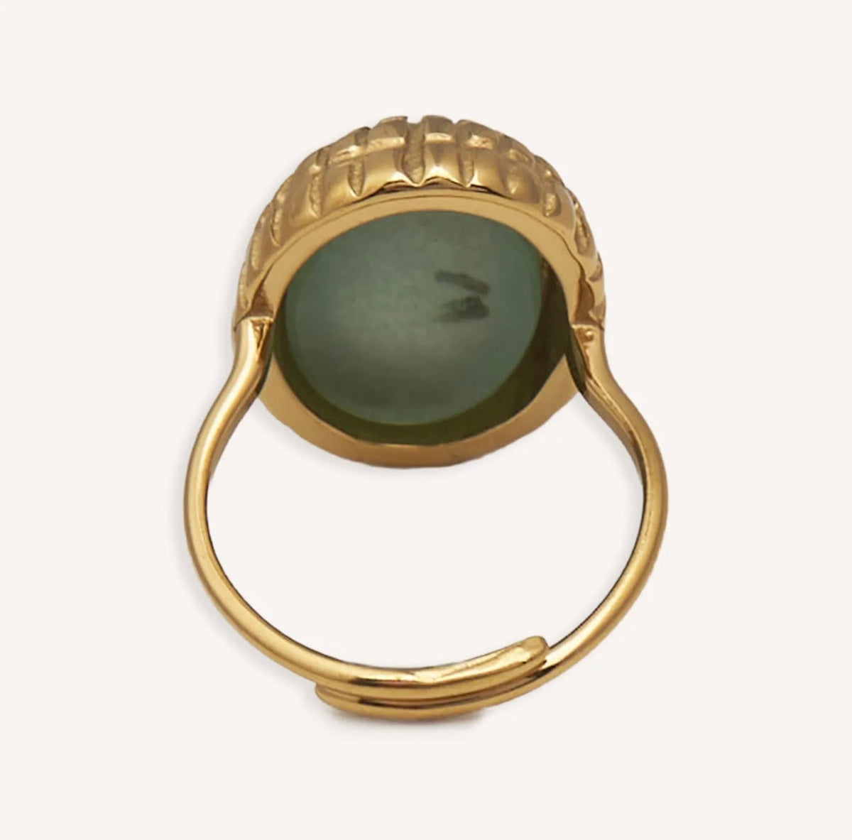 Anillo Esclarmonde con aventurina verde ajustable, vista posterior