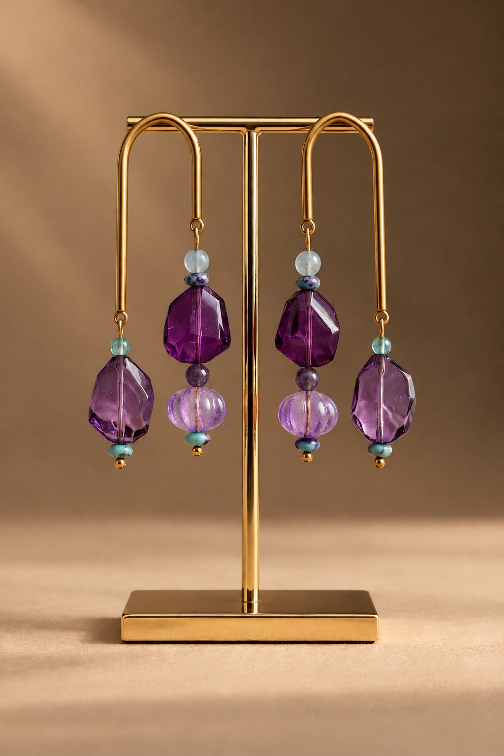 Pendientes La Femme sans ombre en tonos violeta y lavanda