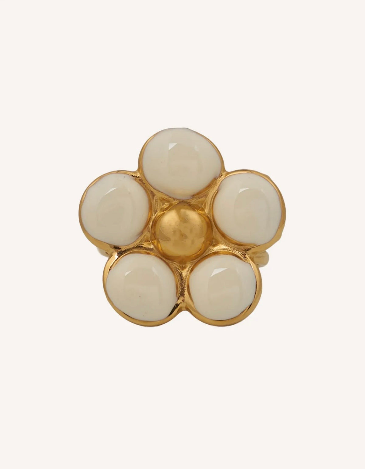 Anillo Lolita Cream en acero inoxidable y esmalte crema