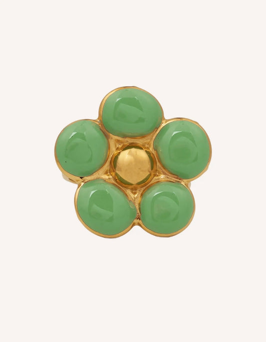 Anillo Lolita Lime en acero inoxidable y esmalte verde lima