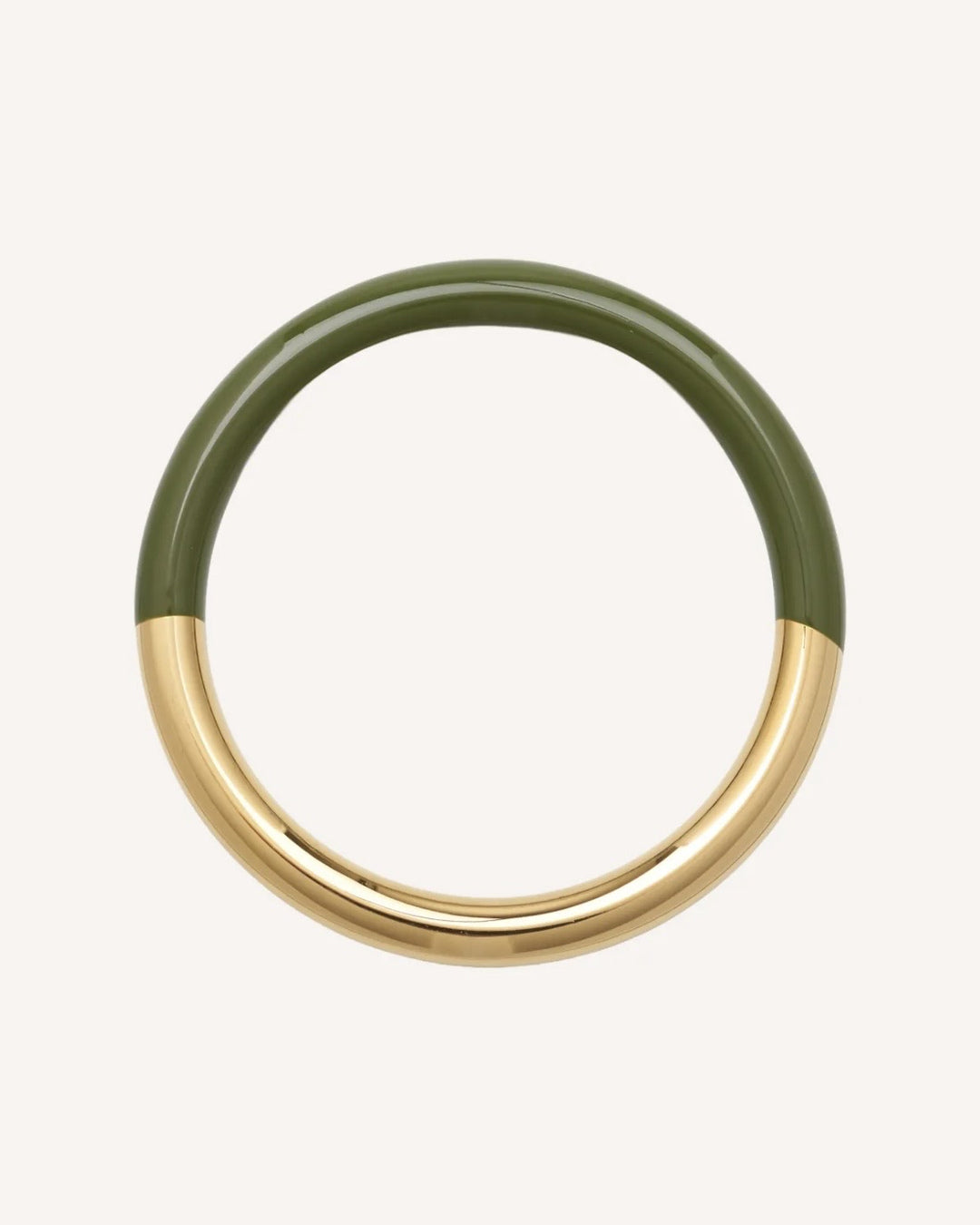 Bracelet Rondo Olive de acero inoxidable dorado y esmalte verde oliva