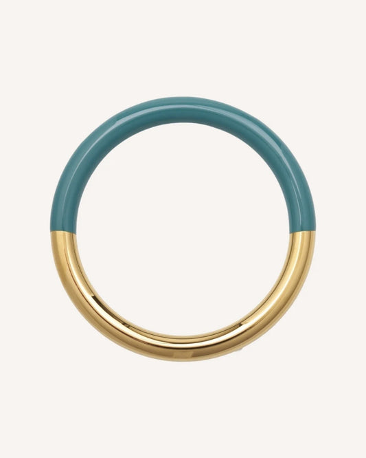 Bracelet Rondo Tile de acero inoxidable dorado y esmalte azul turquesa